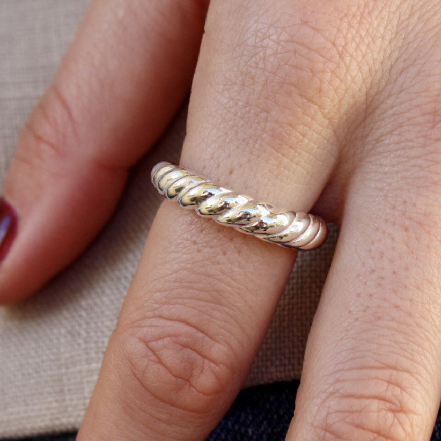 Bague anneau torsadé en argent 925 - Bagues