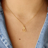 Collier doré serpent enroulé et zircons - ZIRCONS BLANCS