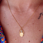 Collier doré bouddha et pierre naturelle