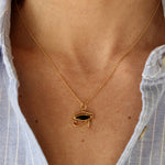 Collier doré oeil d’horus et pierre naturelle - ONYX NOIRE