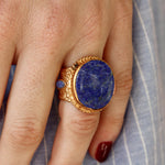 Chevalière dorée XXL pierre ronde