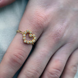 Bague dorée coeur et zircons