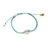 Bracelet tressé coloré avec cauri naturel