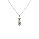 Collier argent 925 Mano figa et pierre 42 cm