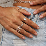 925 silver ring with textured eye and zircon