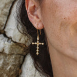 Boucles dorées croix et pierres - ZIRCONS BLANCS - Boucles