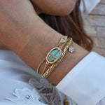 Bracelet doré scarabée pierre - LABRADORITE