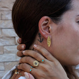 Boucles dorées goutte martelée - Boucles d’oreilles
