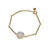 Bracelet doré barres martelées et pierre ronde - PIERRE DE