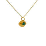 Collier doré oeil teturé et onyx verte