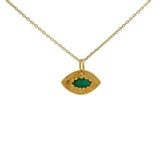 Collier doré oeil teturé et onyx verte