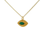 Collier doré oeil teturé et onyx verte