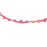 Bracelet doré cordon rose tourmaline rose et perles dorées