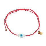 Bracelet doré cordon tressé rouge oeil ovale nacre MM