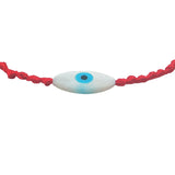 Bracelet doré cordon tressé rouge oeil ovale nacre MM