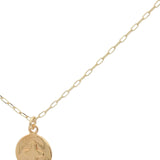 Collier doré médaille ronde avec croix en relief 42 cm