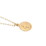 Collier doré médaille ronde avec croix en relief 42 cm