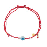 Bracelet doré cordon tressé rouge oeil nacre