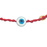 Bracelet doré cordon tressé rouge oeil nacre