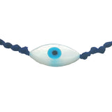 Bracelet doré cordon tressé bleu marine oeil ovale nacre MM