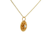 Collier doré médaille étoile et perle de culture 42cm