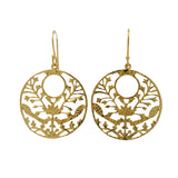 Boucles d'oreilles dorées ajourées feuilles texturées