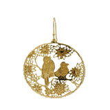 Boucles d'oreilles dorées rondes XL avec deux oiseaux