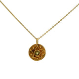 Gold necklace with star and stone medal