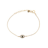 Bracelet doré oeil onyx verte et zircons
