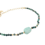 Bracelet doré amazonite et multi turquoise