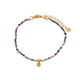 Bracelet doré tourmaline et pampille fleur