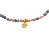 Bracelet doré tourmaline et pampille fleur