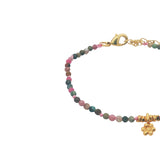 Bracelet doré tourmaline et pampille fleur