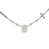Collier doré chaine rosary en apatite goutte en prehnite 42 cm