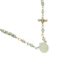 Collier doré chaine rosary en apatite goutte en prehnite 42 cm