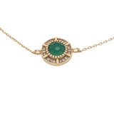 Bracelet doré médaille en onyx verte et zircons