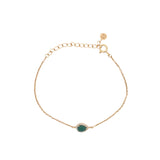 Bracelet doré goutte avec onyx verte et zircons