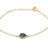 Bracelet doré goutte avec onyx verte et zircons