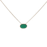 Collier doré onyx verte attachée à la chaine 42 cm