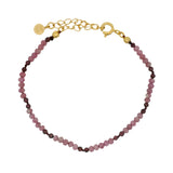 Bracelet doré pierres facettées en grenat et amethyste