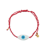 Bracelet doré cordon tressé rouge oeil ovale nacre L
