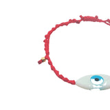 Bracelet doré cordon tressé rouge oeil ovale nacre L