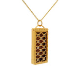 Collier doré plaque rectangulaire zircons blancs