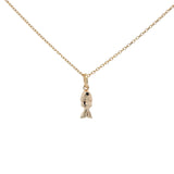 Collier doré poisson avec zircon 42 cm