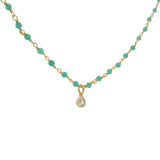 Collier santa maria doré onyx verte et zircon goutte 42cm