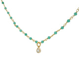 Collier santa maria doré onyx verte et zircon goutte 42cm