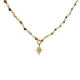 Collier santa maria doré onyx rouge oeil de tigre et étoile 42 cm