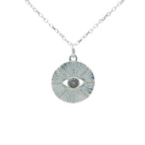 Collier oeil pierre naturelle rayons en zircons 42 cm