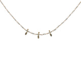 Collier doré chaine rosary en labradorite et pampilles navette 42 cm