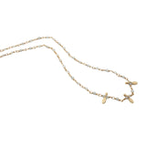 Collier doré chaine rosary en labradorite et pampilles navette 42 cm